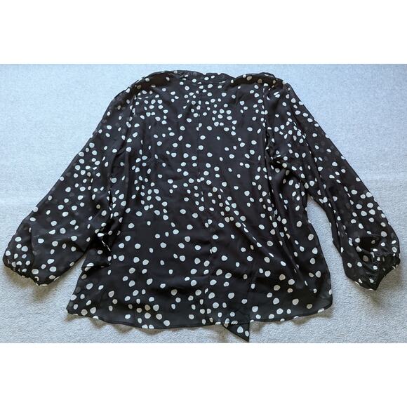 Lane Bryant Women Top Size 20 NWT Tie Front Polka Dot‎ Chiffon Puff Sleeve - Picture 4 of 9